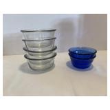 Anchor Hocking Bowls 2.25"H & Blue Pyrex Bowls