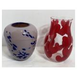 Vintage 6.5"H Cobalt & 7"H Heart Vases