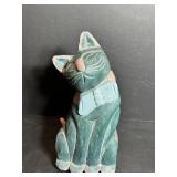 Carved Wood Cat Thailand 13"H