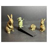 Brass Bunnies & Mouse Door Stop