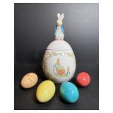 1996 Beatrix Potter Ceramic Egg & Marble Eggs