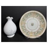TN Japan Hand Painted Plate & OKURA Japan Vase