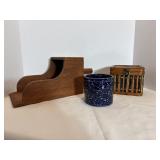 Wood Scoop, Mini Crock & Lidded Basket