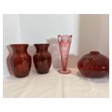 10" Cut Glass, 8" & 6" Vases