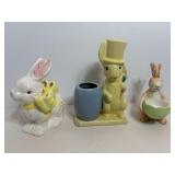 Morton Pottery Bunny & Egg Planter chipped & Misc