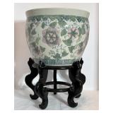 11"H Ceramic Flower Pot & 9"Stand