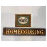 32"x5" Wood Home Cooking Sign & Print 12"x10"
