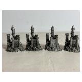 Vintage Pewter Castle Figurine 2.5"H (3)