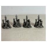 Vintage Pewter Castle Figurine 2.5"H (3)