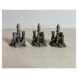 Vintage Pewter Castle Figurine 2.5"H (3)