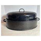 Vintage Savory Dounle-wall Enamel Roaster 22"W ..