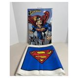 Vtg Superman Tin Sign 10" x 16" & Table cloth...