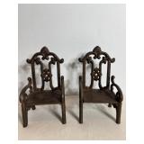 Vintage Cast-Iron toy arm chairs 8"H