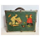 Vtg Wood & Tin Litho doll size suitcase...