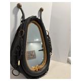 Vtg Horse collar mirror 29" x 18"