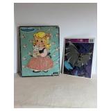 Vintage Fuzzy Wuzzy Flocked Tray Puzzle and..