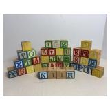 Vtg Alphabet & Number wood blocks