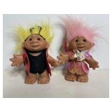 2005 DAM Troll dolls Lady Bug & Pink fairy 5"H
