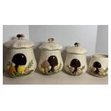 Ceramic Mushroom Canister Set-one lid is missing