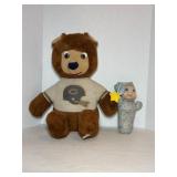 Vintage Chicago Bear Teddy 27'H & Doll