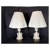 Neo Classical Porcelain & Brass Lamps loose finial