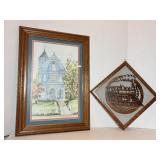 Vtg Train locomotive scroll saw wood wall art &..