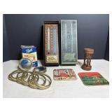 Vtg "Ball" dome caps, Taylor thermometer & ...