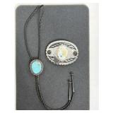 Vtg Bo-lo Tie & misc belt buckle