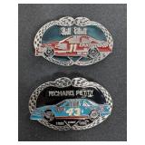 Vtg Bill Elliott & Richard Petty belt buckles
