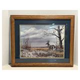 Framed white-tailed buck winterscape...