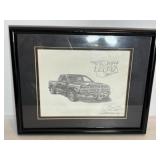 Signed print of Dodge Dakota trucks 15"W x 12"H
