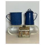 Porcelain coffee pot 7"H, cups 5"H & ...