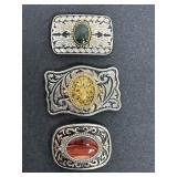Vtg Misc belt buckles with stone centers