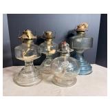Vtg Oil Lamps 11"H, 10"H & 7"H