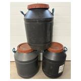 Large plastic lidded containers 20"H (3)