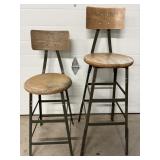 Metal base shop chairs 31"H & 24"H