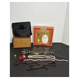 Vtg black satin clutch evening bag with...