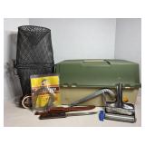 Tackle box, minnnow trap & misc