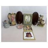 Vtg Wood candle wall scones & misc