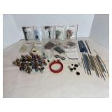 Crochet hooks, embroidery floss, Vtg hand-made...