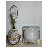 Vtg Italian pottery ceramic table lamp 30"H & ...
