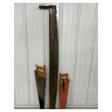 Vtg 2 Man saw 60" & misc hand saws