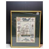 Framed needlepoint 15"W x 18"H