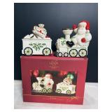 Lenox Holiday Santa & Train salt & pepper set