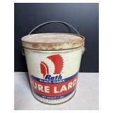 Vtg Collectable Rath Black Hawk Lard tin 6"H