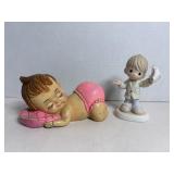 Vtg Plastic" Sleeping Baby" coin bank & Precious..