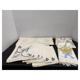 Vintage Embroidered Linen Napkins & Misc