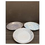 Enamelware Plates 9.5' & Pie Plate10' Dia 1'H