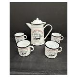 Enamelware Coffee Pot & Cups