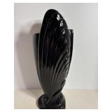 Vintage Art Deco Draped Glossy Black Vase 15.5'H